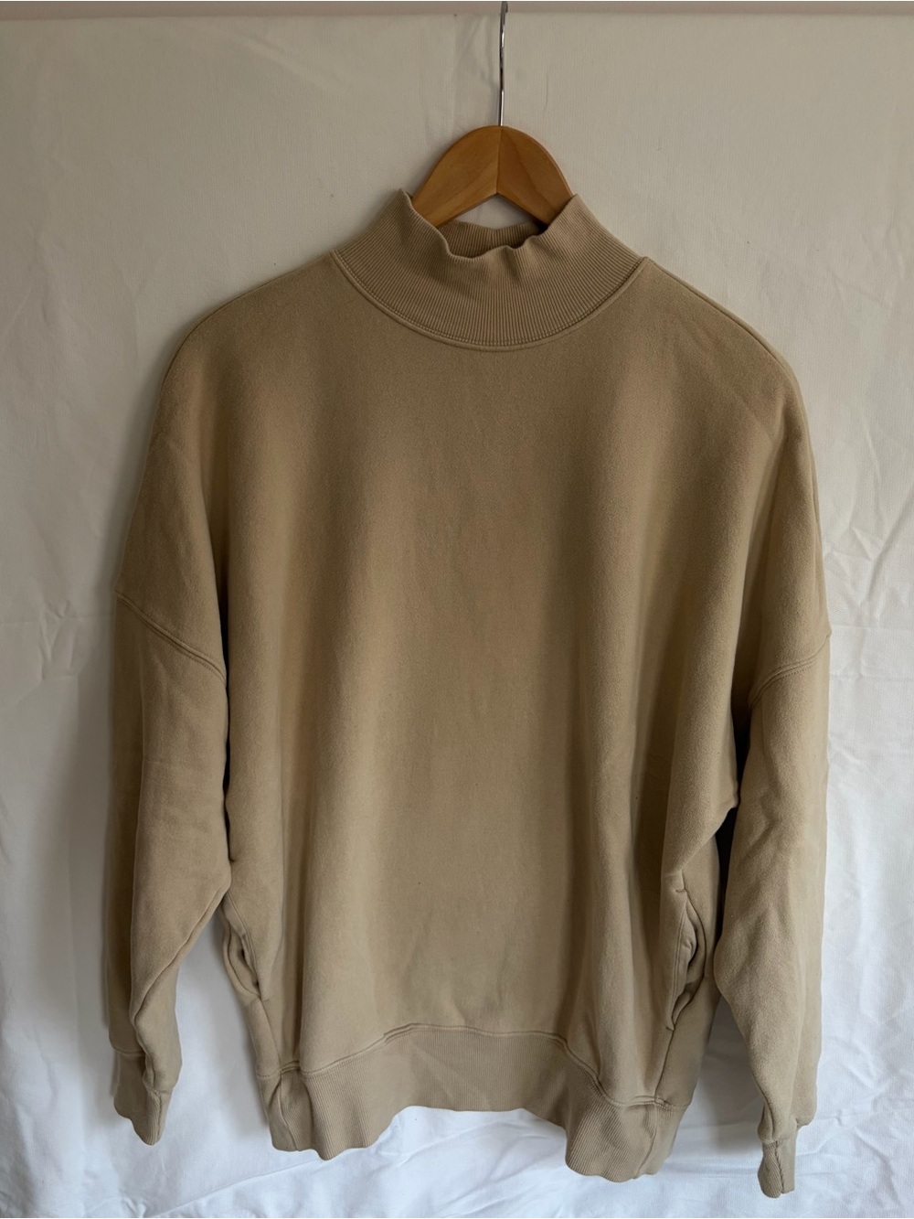 Aritzia TNA Taupe Mock Neck Sweatshirt